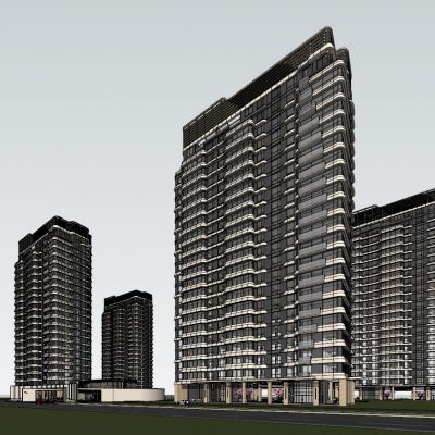 中海豪宅 现代高层楼盘 建筑3D模型