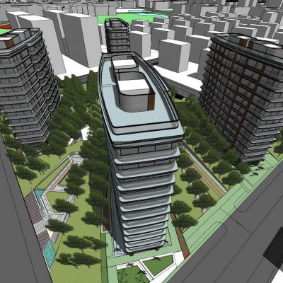上海三湘前滩公共住宅楼盘建筑3D模型