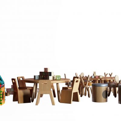 现代儿童桌椅 积木