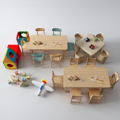 现代儿童桌椅 积木