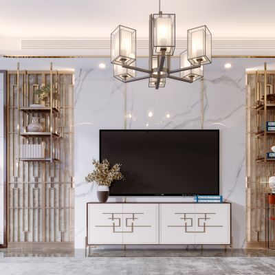 新中式现代轻奢客厅背景墙