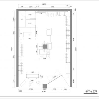 街边斜开门服装店施工图