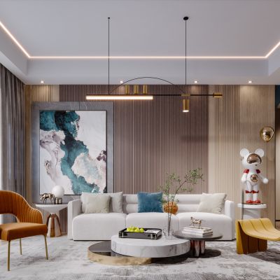 现代简约北欧轻奢客厅