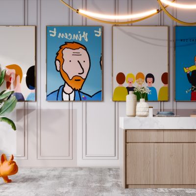 北欧现代简约轻奢餐厅吧台