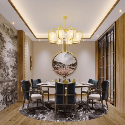 新中式现代简约轻奢餐厅