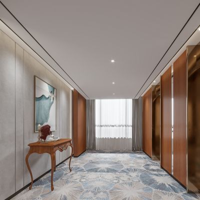 现代酒店电梯厅过道