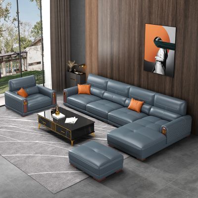 现代皮革多人沙发