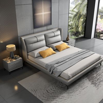 现代皮革双人床