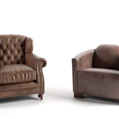 美式单人皮革沙发