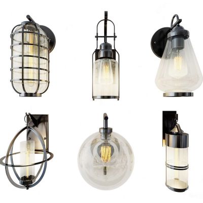 工业风美式铁艺防爆壁灯组合