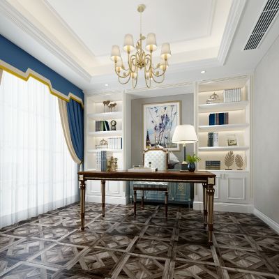 美式法式书房