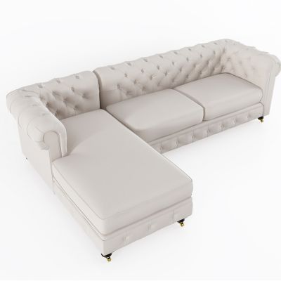 简欧布艺皮革转角沙发