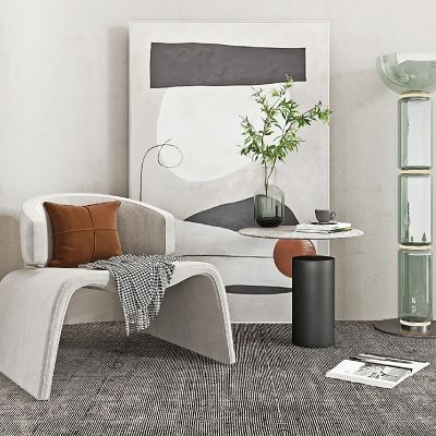 现代单椅边几组合