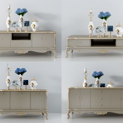 法式简欧电视柜边柜组合