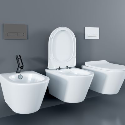 现代壁挂式马桶座便器组合