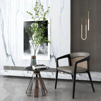 新中式藤编编织休闲椅边几组合