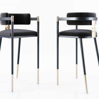 新中式布艺吧椅高脚椅椅子