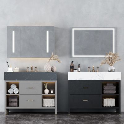 现代浴室柜洗漱用品组合