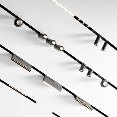 现代磁吸筒灯射灯轨道灯组合