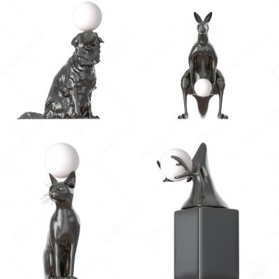 现代动物狗袋鼠猫雕塑异形落地灯