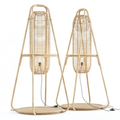 现代新中式自然风编织落地灯实木落地灯落地灯