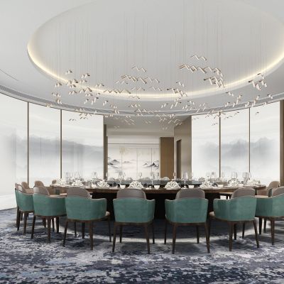 新中式轻奢酒店餐厅包房包间