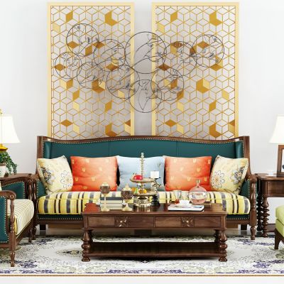 美式沙发茶几组合