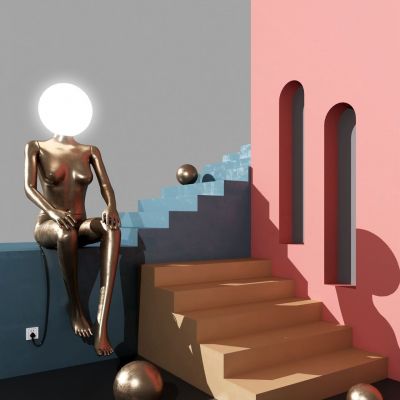 网红金属人物落地灯