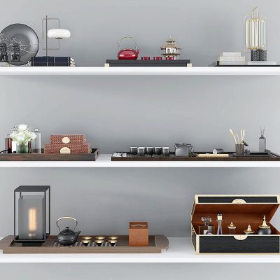 新中式托盘饰品摆件组合茶具