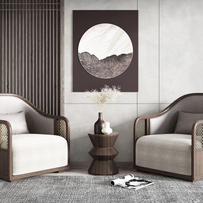 新中式单人沙发