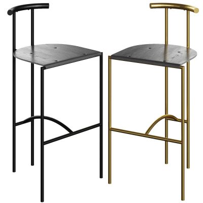 现代轻奢金属实木吧椅