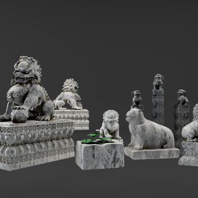 中式石狮子雕塑