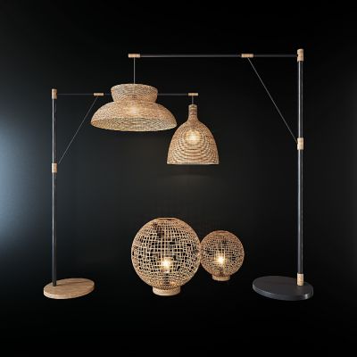 东南亚藤编落地灯