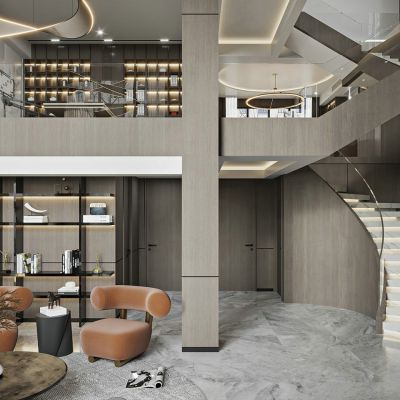 现代风格别墅客厅餐厅