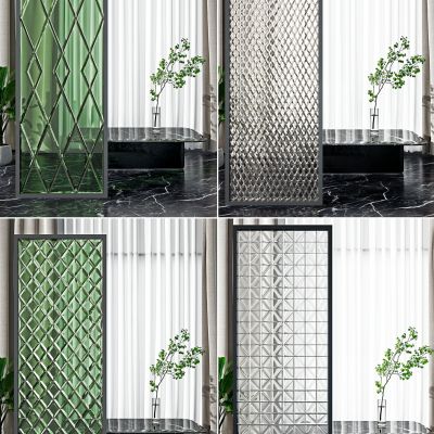 现代玻璃隔断屏风组合