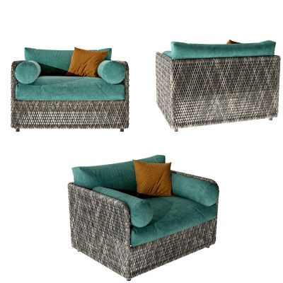 现代藤编户外单人沙发