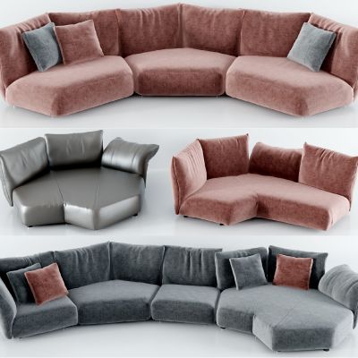 现代布艺多人沙发