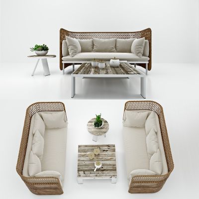 现代户外藤编沙发