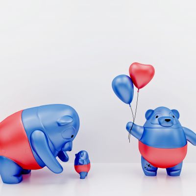 现代小熊雕塑摆件