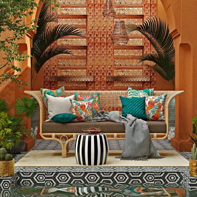 东南亚泰式藤编户外休闲沙发