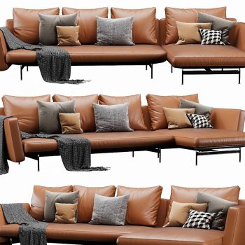 现代皮质沙发3D模型