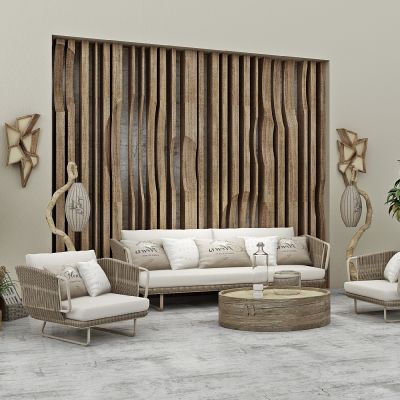 自然风藤编户外沙发组合