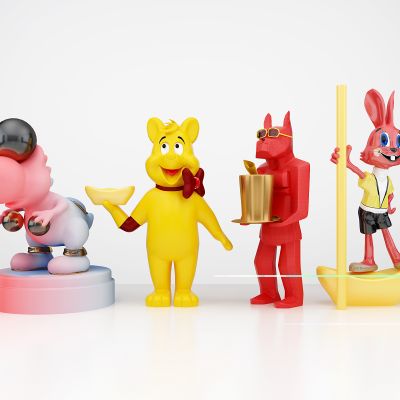 现代卡通动物雕塑摆件