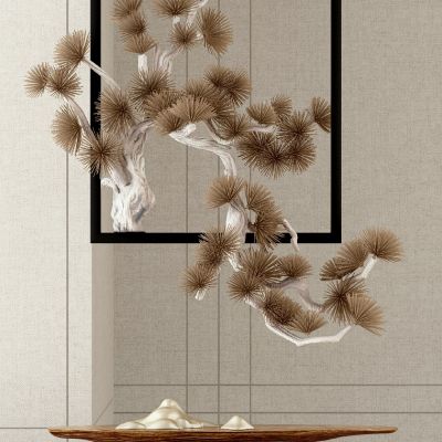 新中式松树吊饰装饰品木雕摆件