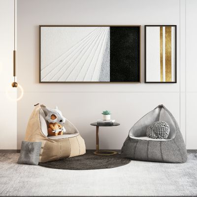 北欧布艺懒人沙发边几3D模型