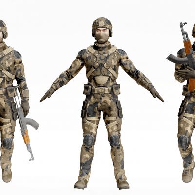 现代迷彩服士兵战士人物