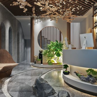 新中式饭店前厅接待台