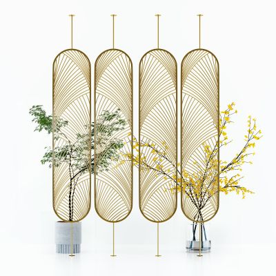 现代轻奢金属铁艺隔断屏风