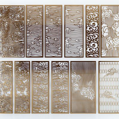 新中式云纹祥云屏风隔断花格