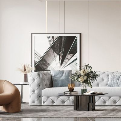 现代简欧式皮革双人沙发